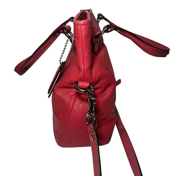 COACH Daisy Mia Coral/Orange Leather Convertible Tote Shoulder Bag 